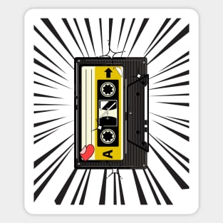 Retro Cassette Tape (black print) Sticker